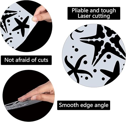 Miniatura 3 de GORGECRAFT Plantilla de dibujo de estrella de mar, 4 plantillas de dibujo de estrellas de mar, diseño cuadrado de 7.1 x 7.1 in, plantillas de dibujo