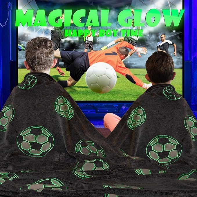 Image of Glow-in-The-Dark Kids Blanket a€ inch Polar Fleece Soft Lightweight Single Bed Blanket with Unicorn Jacquard Print, Multicolor (Grey FOODBALL)