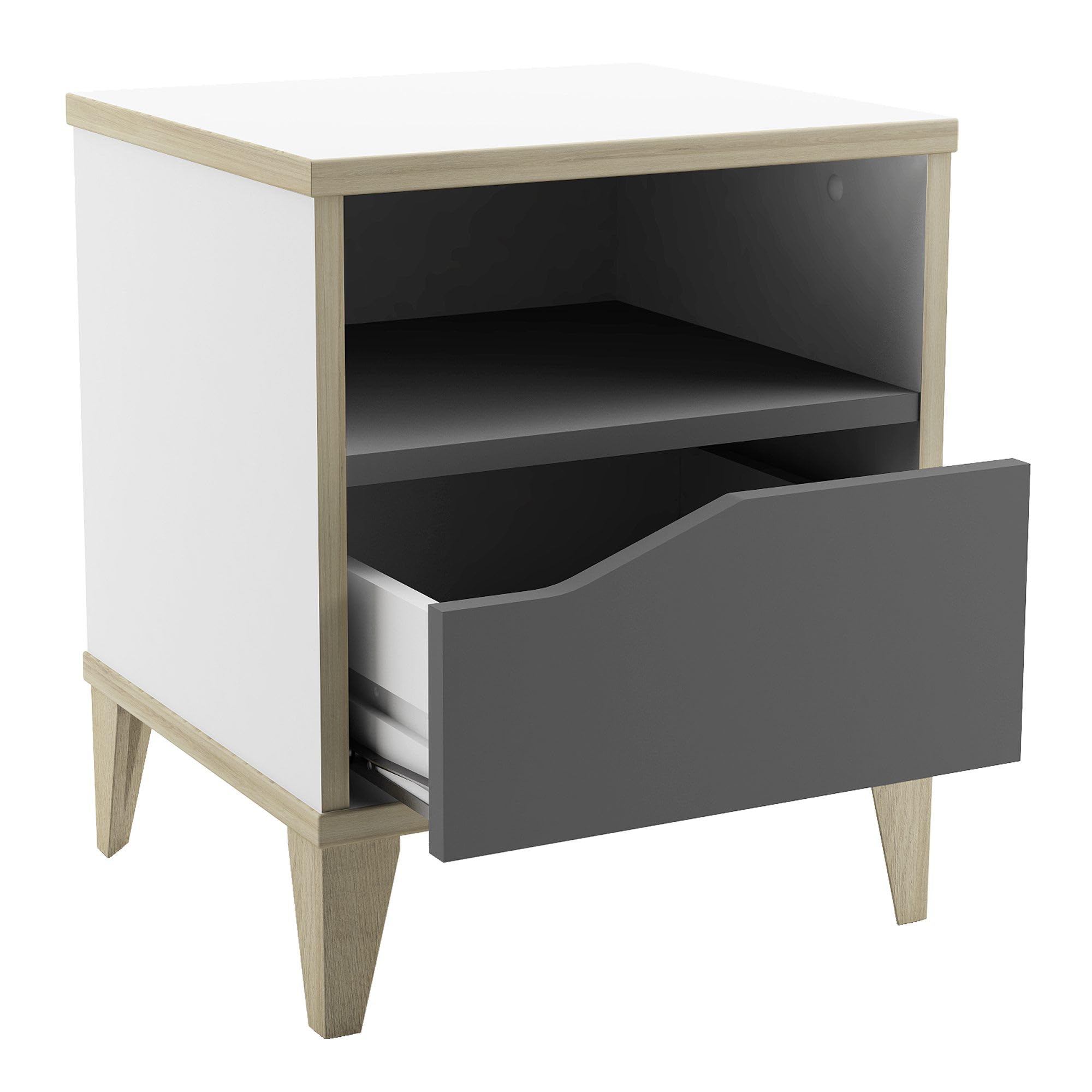 Table de Chevet & Nuit Enfant Blanc – Garçon & Fille – Produit Robuste Pour la Chambre des plus Petits – Fabriqué en France 37 x 33 x 43 CM