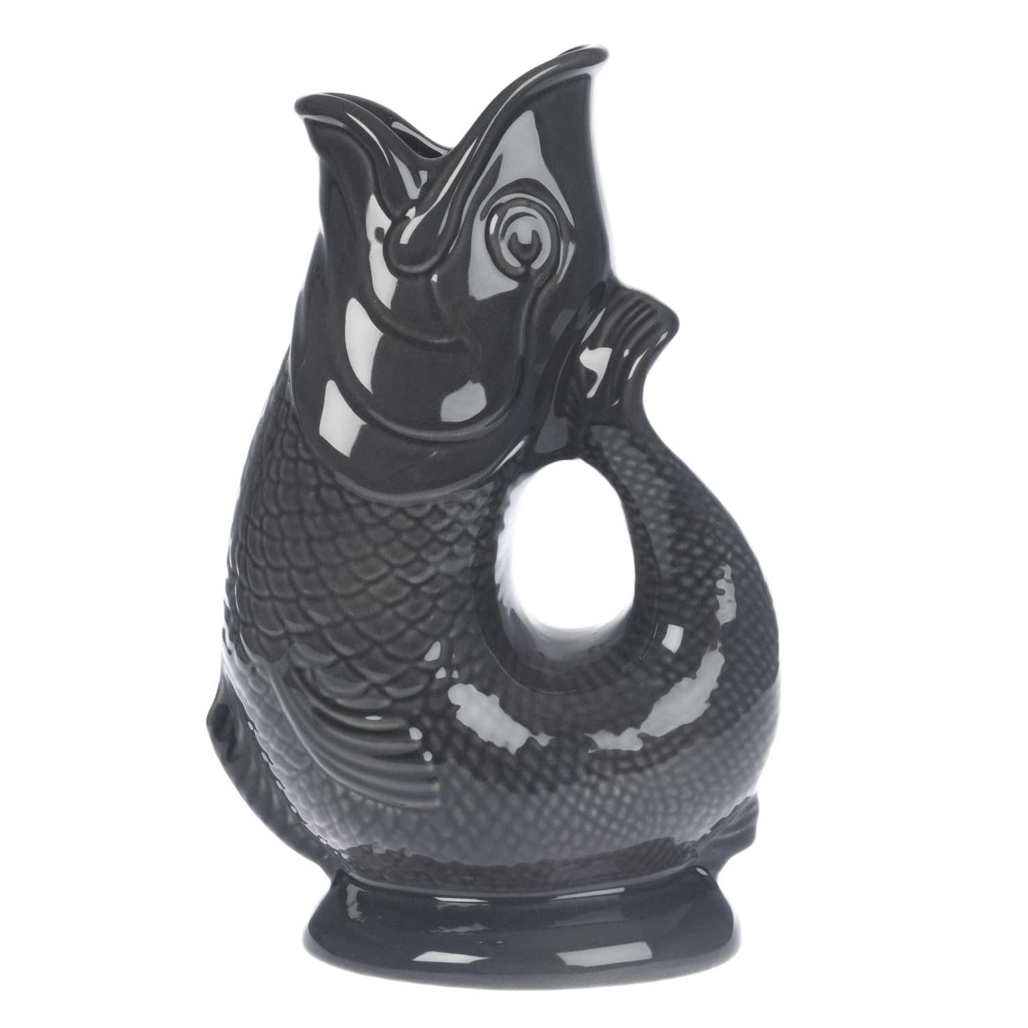 Gurgly Iconic Gunmetal Glug Jug Large 28cm 1.4L – Fish Water Jug, Decorative Fish Vase, Ornament, Carafe