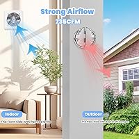 Vista 5 de Ventilador de escape de cocina de 8 pulgadas con controlador de velocidad variable, ventiladores de ventilación de montaje en pared de 735 CFM