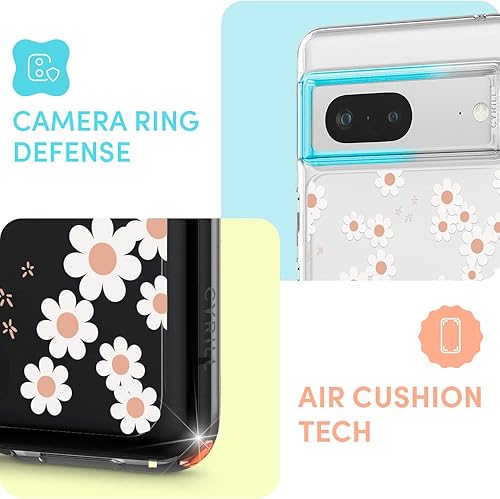 Miniatura 7 de CYRILL Cecile - Funda compatible con Google Pixel 7 5G (2022), Pixel 7 transparente con diseño floral para mujer, perfil de ajuste delgado,