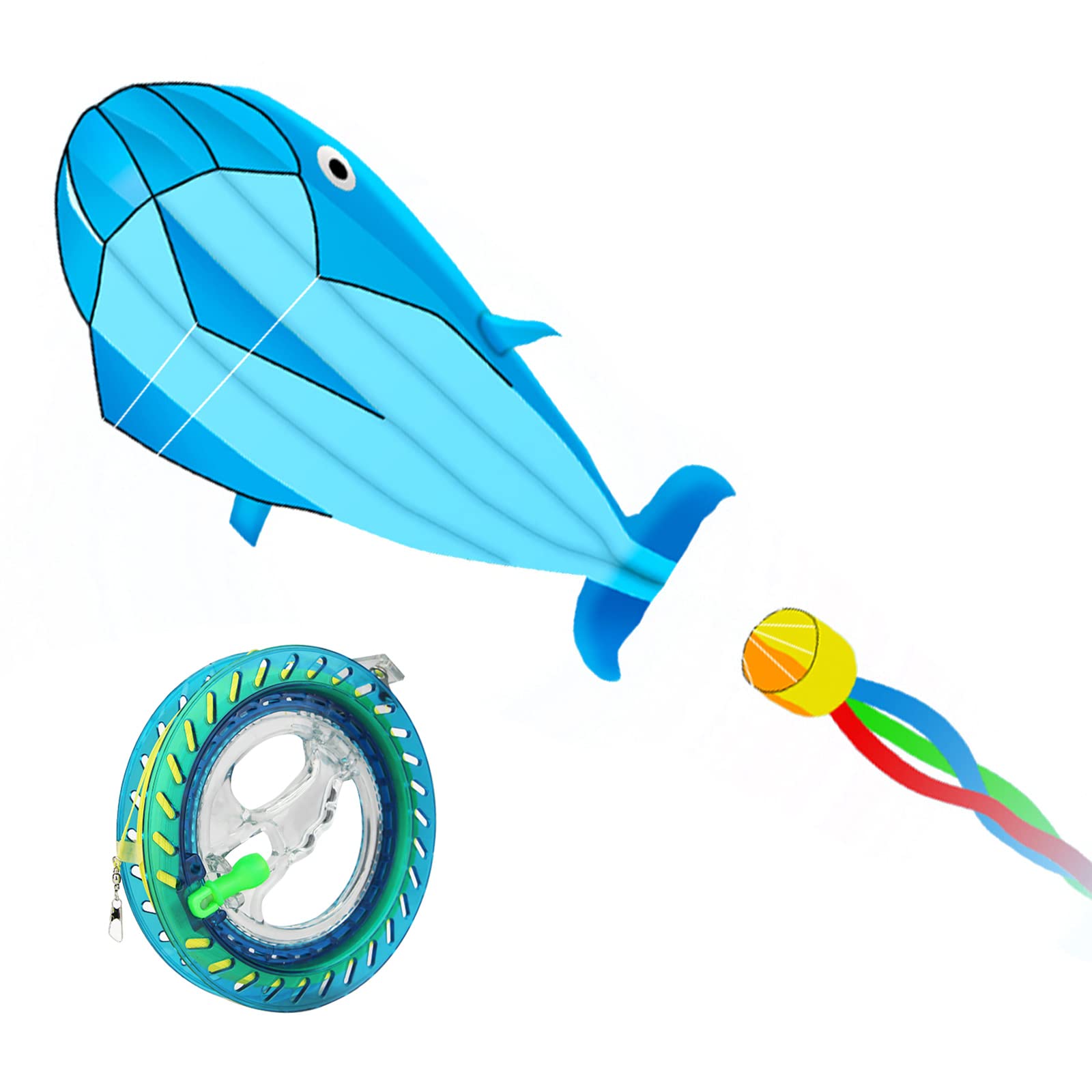 DWLIFE Large Whale 2.15m Giant Beach Kite with Reel and String for Kids and Adults