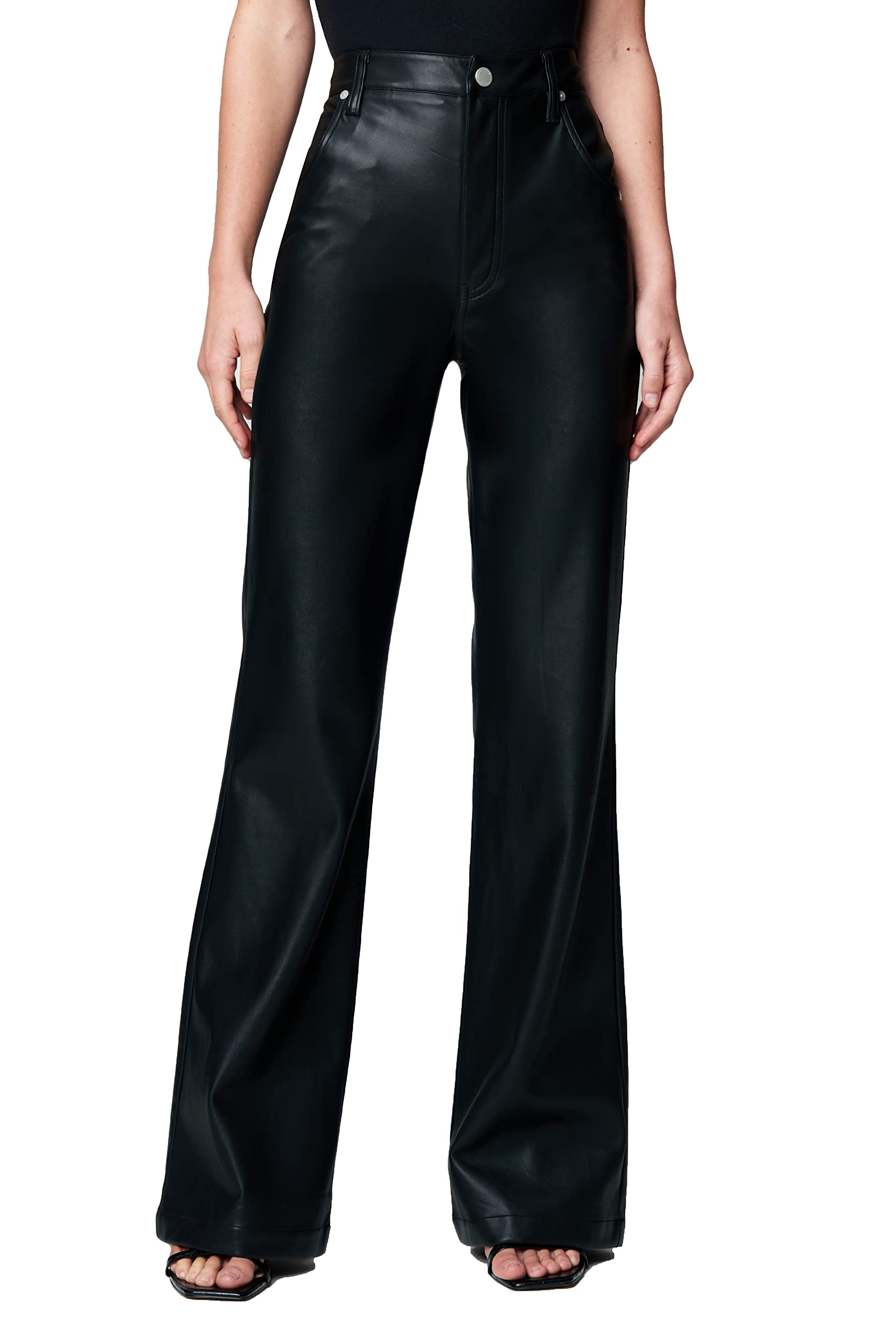 BLANKNYC Womens Luxury Clothing Vegan Leather High Rise Wide Leg Pant Comfortable Stylish