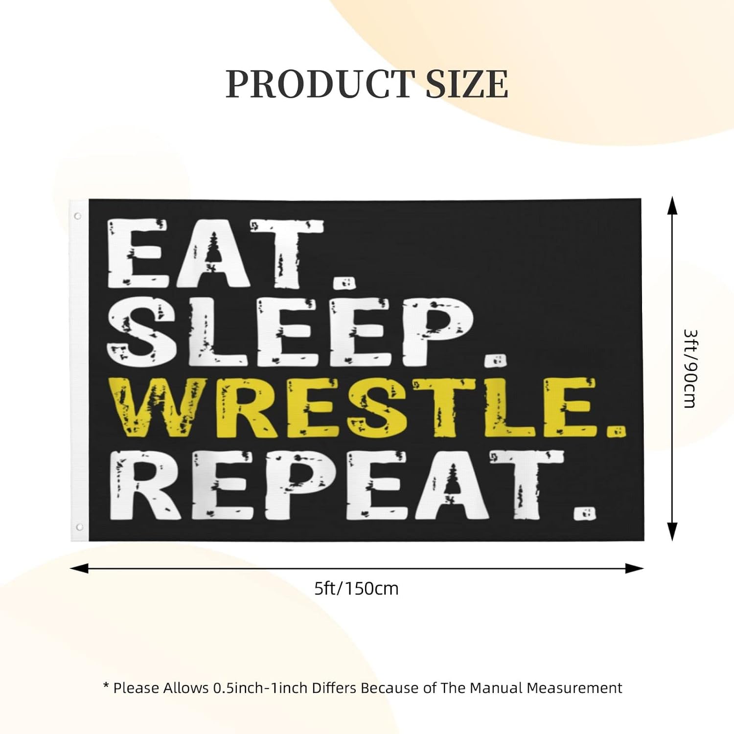 Eat Sleep Wrestle Repeat Gifts Flag 3x5 FT Outdoor Flags Banners Indoor Outdoor Decoration Gift 3x5 Foot Funny Flags for Wall Bedroom Living Room Hanging Decoration Music Outdoor Indoor Banner image 3