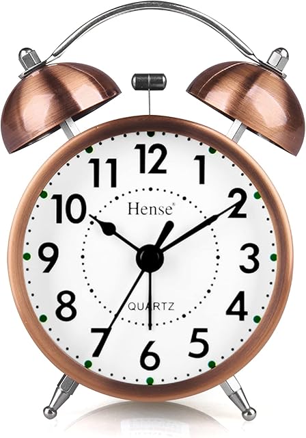 Retro Alarm Clock Old Fashioned Alarm Clock that Doesn'T Tick, Bedside Alarm Clock for Heavy Sleepers, with Night Light, Battery Operated Bedroom Alarm Clock, Easy Enough to Set Bedside Table Clock