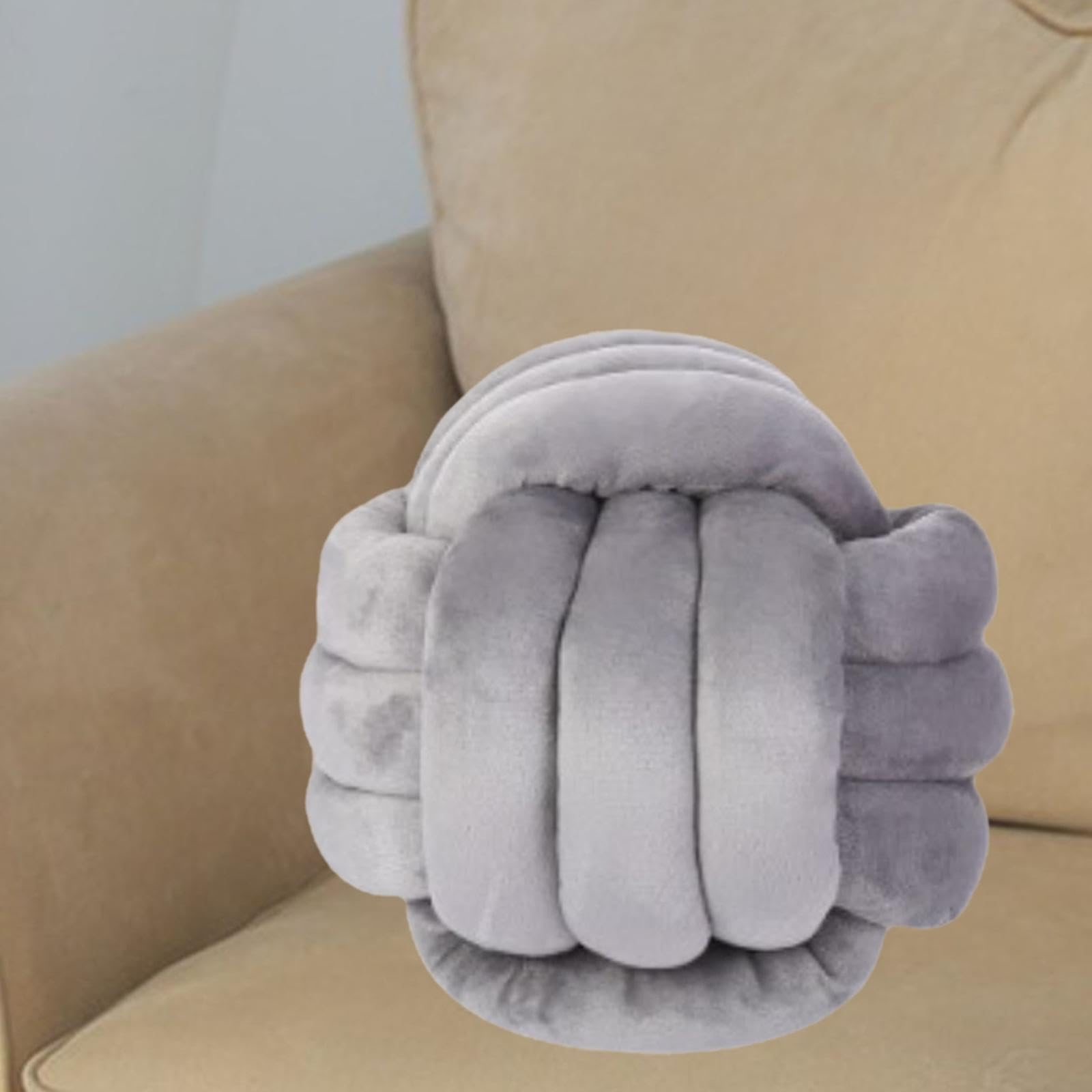 TRENDIVIBE Soft Grey Knot Pillow Ball Home Decoration Bed 10.6 Decorative Throw Pillow-image-16
