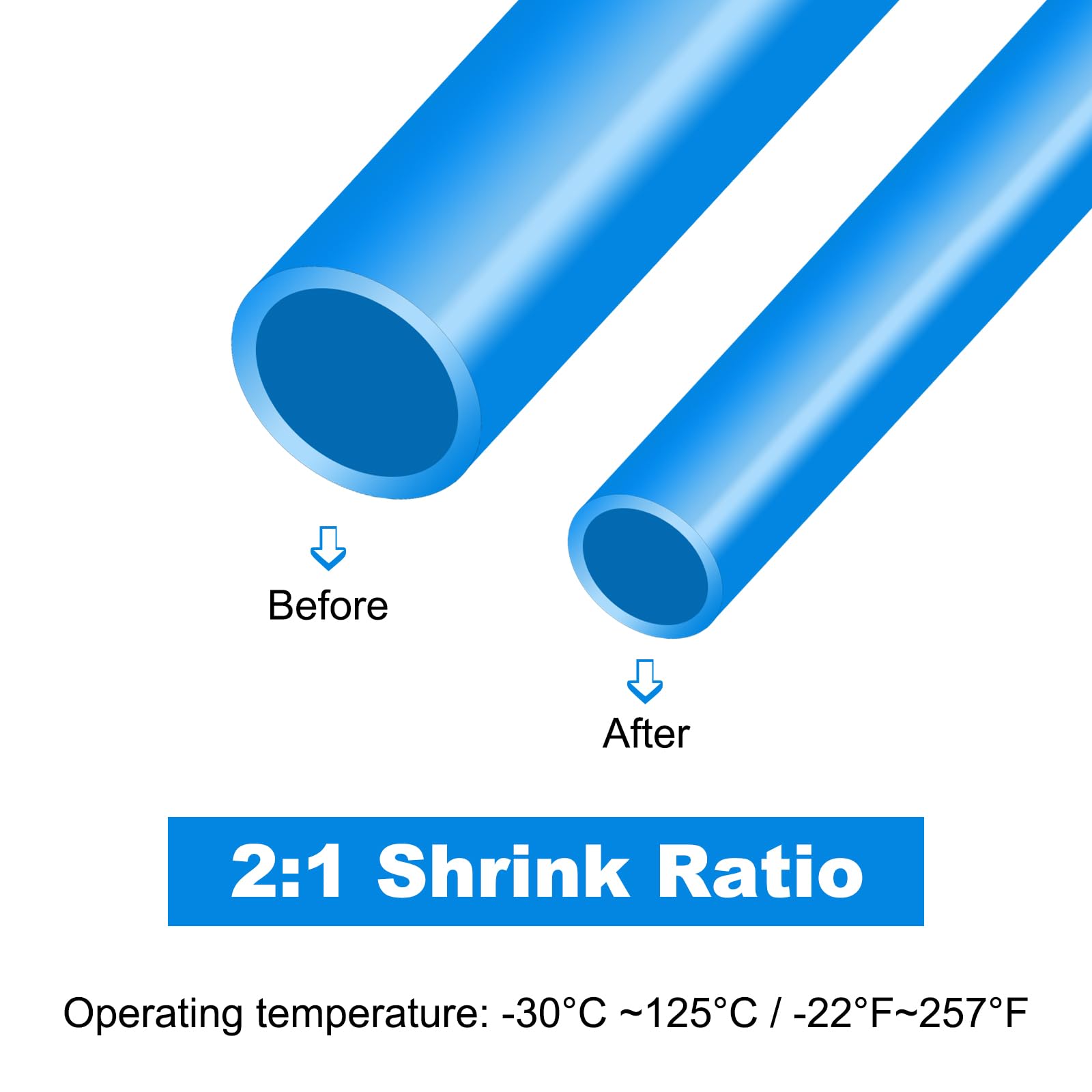 Guaina termorestringente, diametro interno 1/24", lunghezza 75,9 m, rapporto 2:1, poliolefina, guaina termorestringente per isolamento dei cavi elettrici, gestione dei cavi, nero