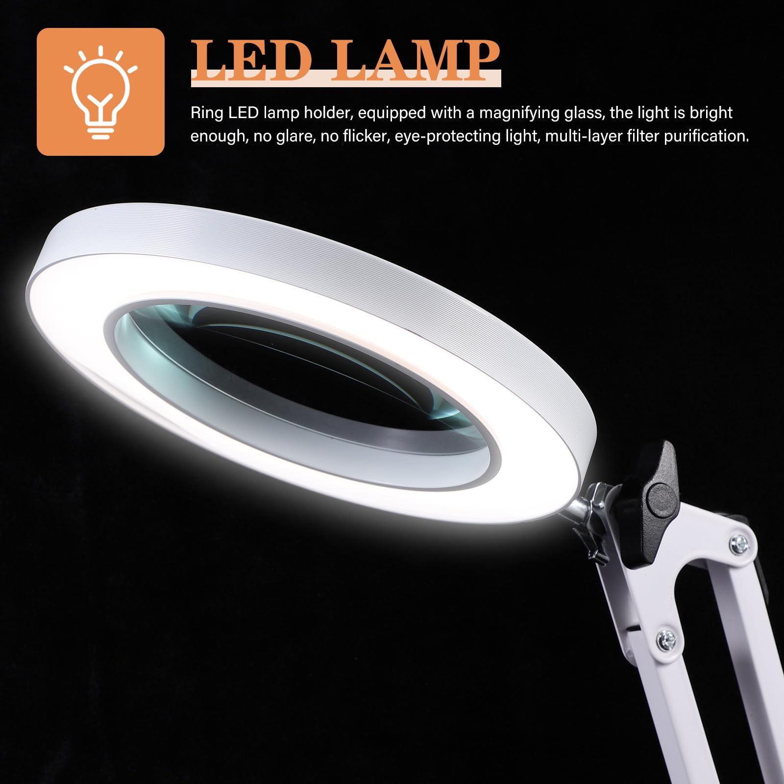 LED Vergrößerungslampe mit 8 Facher Vergrößerung Augenschutz USB Tischlampe Kompakte Nagelkunst und Tattoo Arbeitsleuchte Tragbare LED Leselampe