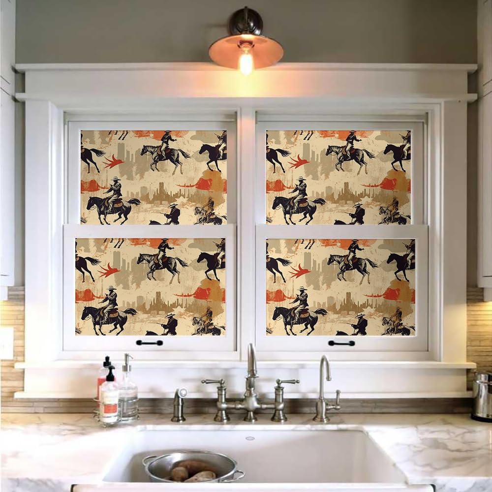 18"x236" Creative Boho Western Cowboys Peel and Stick Self Adhesive Wallpaper Removable Contact Paper Stick on Easy Peel Off Wall Paper for Kitchen Bedroom Bathroom Renter