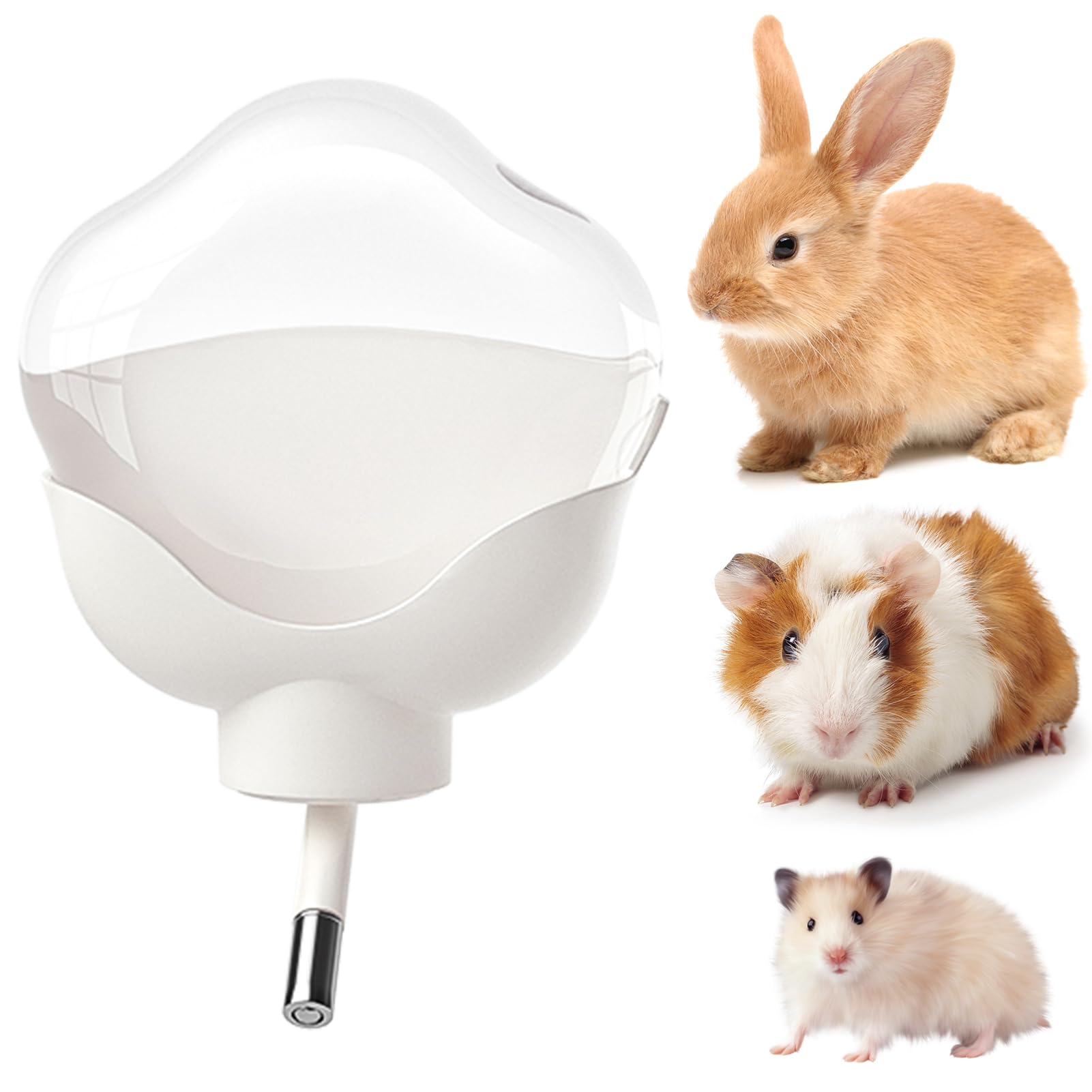 Guinea Pig Water Bottle No Drip - 17oz Rabbit Water Dispenser for Cage Crate Flat Back Design for Syrian Dwarf Hamster Bunny Gerbils Small Pet