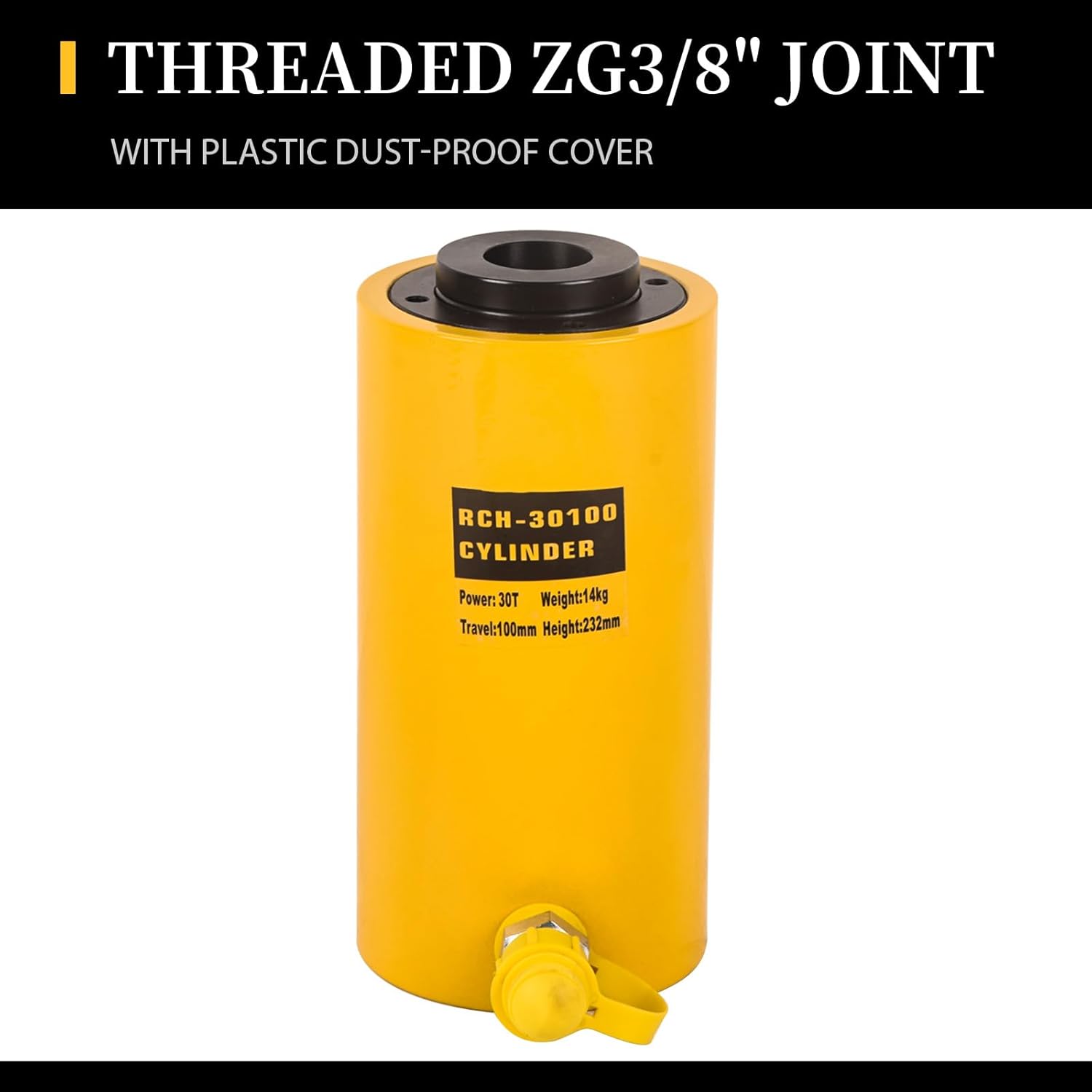 30T Hydraulic Cylinder Jack 4" Stroke RCH-30100 Single Acting Lifting Auto Retract Quick Connector Porta Power Jack