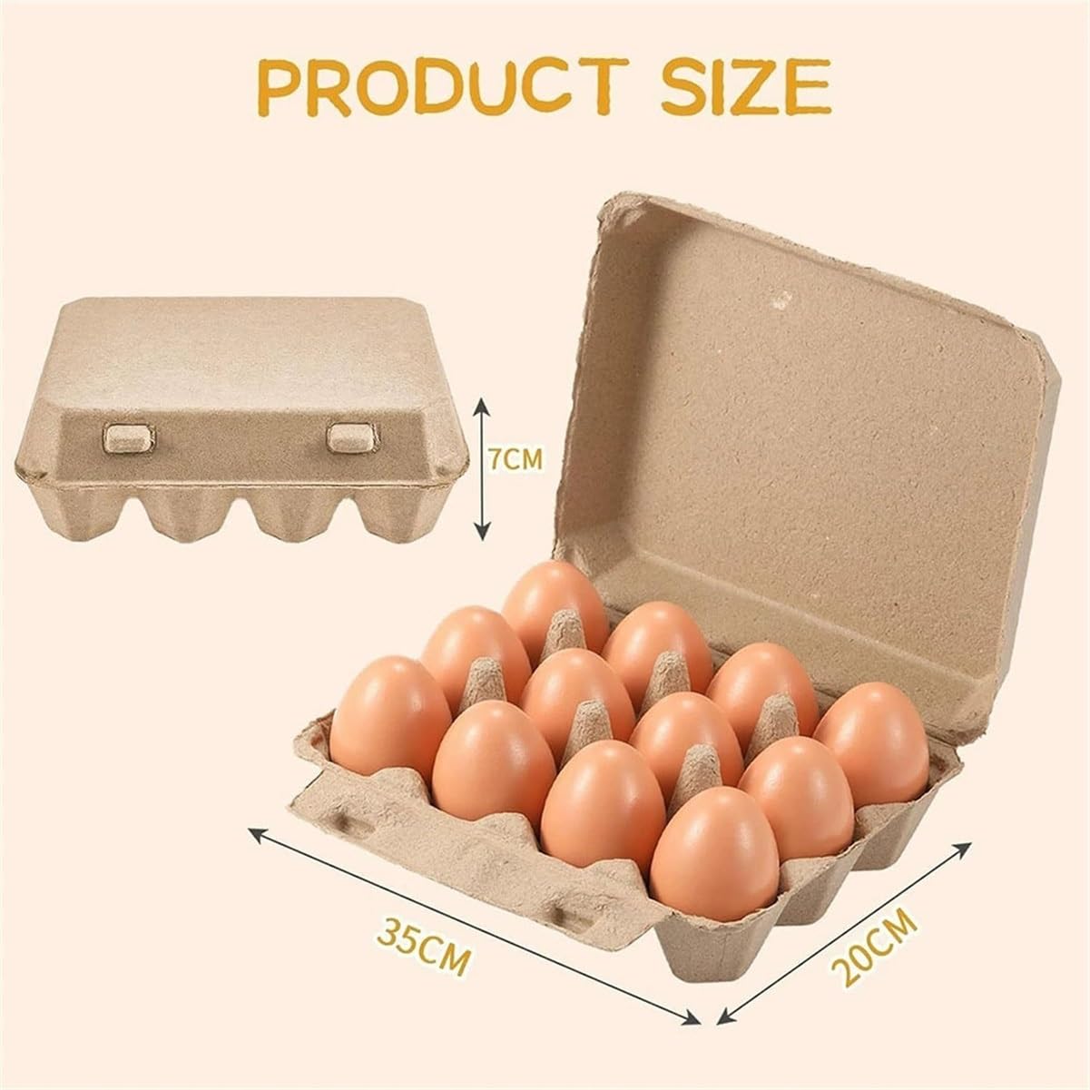 Cajas de pulpa de papel for 12 huevos con cierre, envases biodegradables for almacenamiento nevera, venta granja, empaque regalo y mercados agrícolas(20pcs)