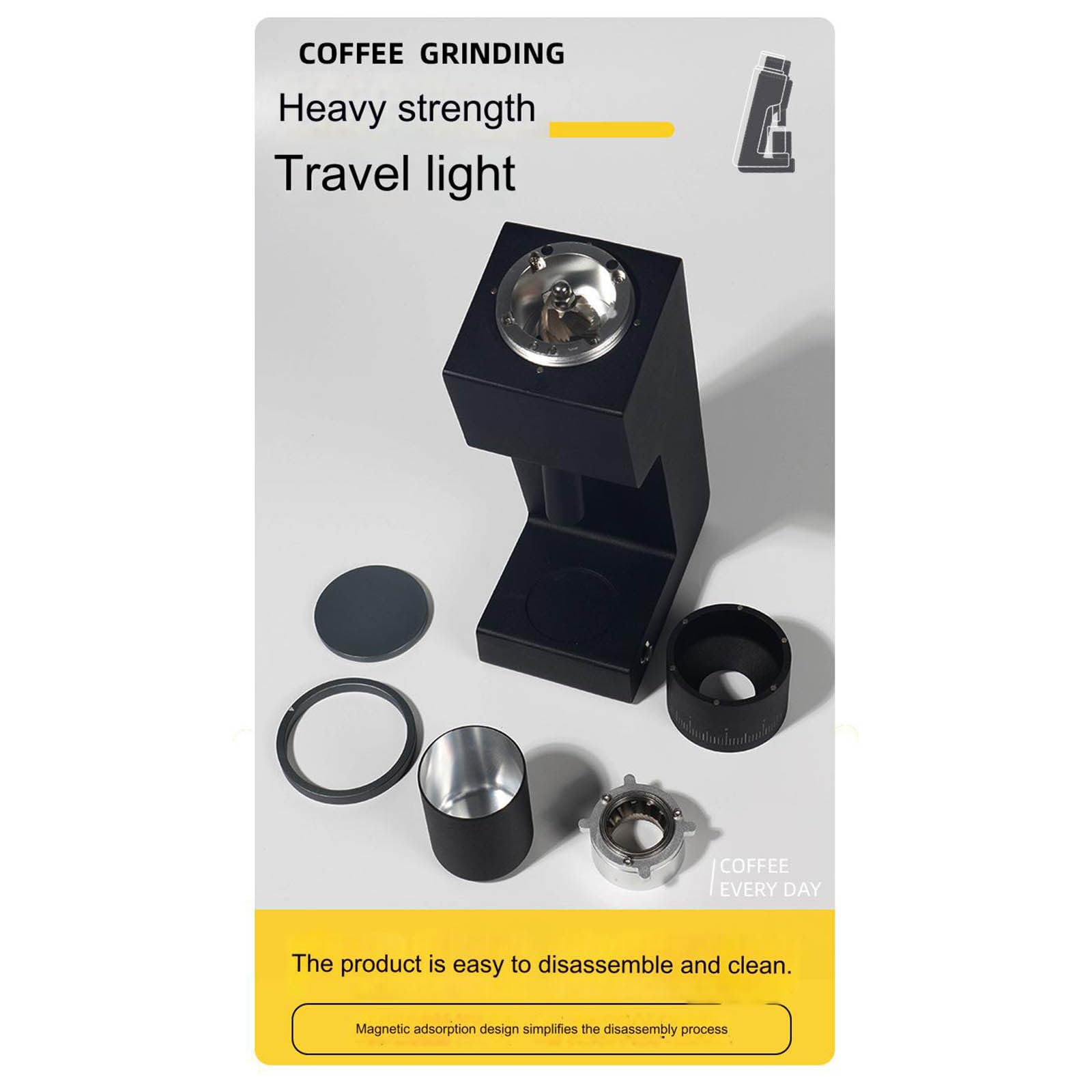 Elektryczny młynek do ziaren kawy, młynek uchylny, prosty i wydajny młynek do ziaren kawy, odpowiedni do kawy kroplowej, espresso,Black