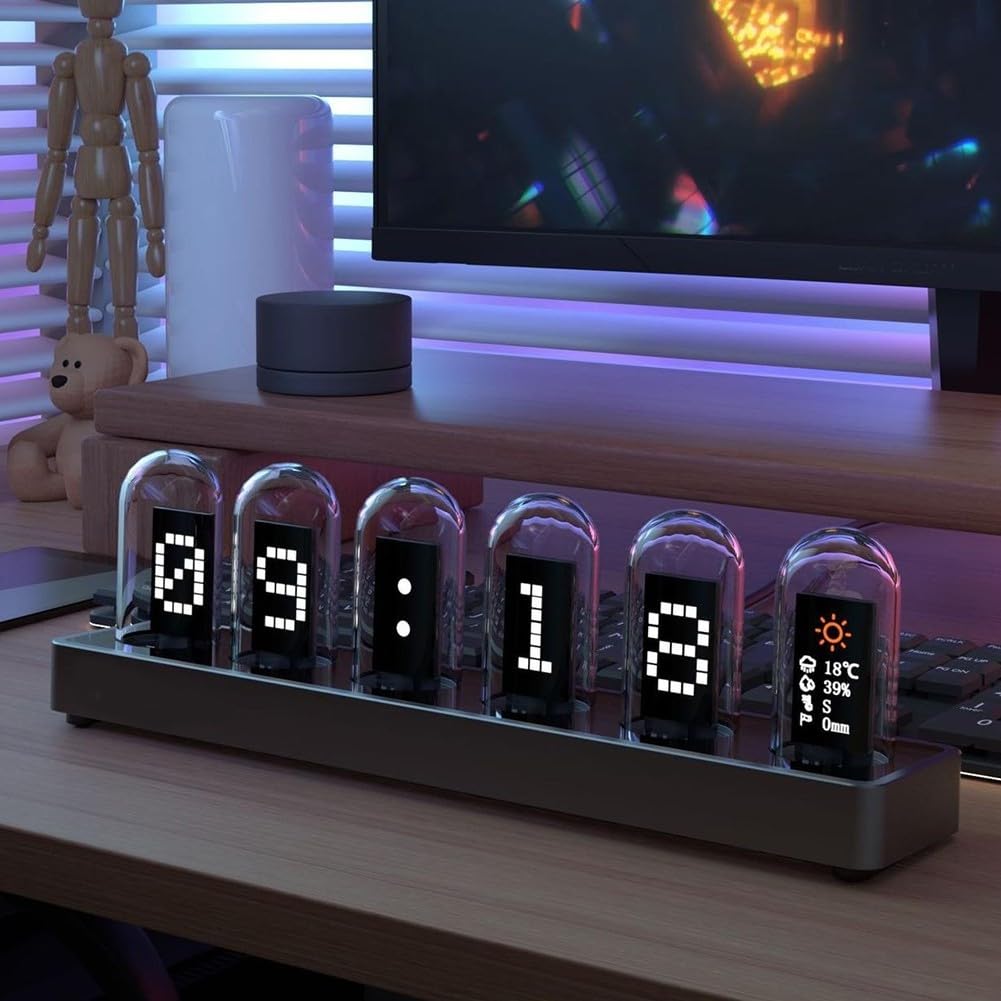 Kit horloge tubes Nixie en aluminium le cadeau déco bureau rétro idéal en RGB