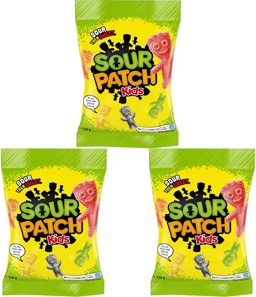Original, Soft & Chewy Sour Then Sweet Candies, 130 g Bag (Pack of 3)