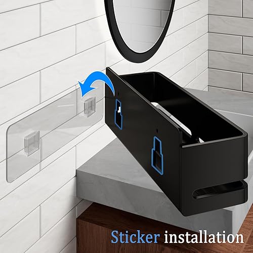 Miniatura 6 de Estante de almacenamiento de baño (juego de 5 piezas), estante montado en la pared con jabonera y soporte para cepillo de dientes, no requiere