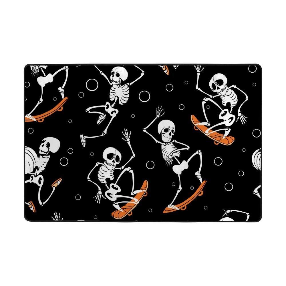 Tapis super doux crâne orange CHEHONG 80x147 cm pour salon