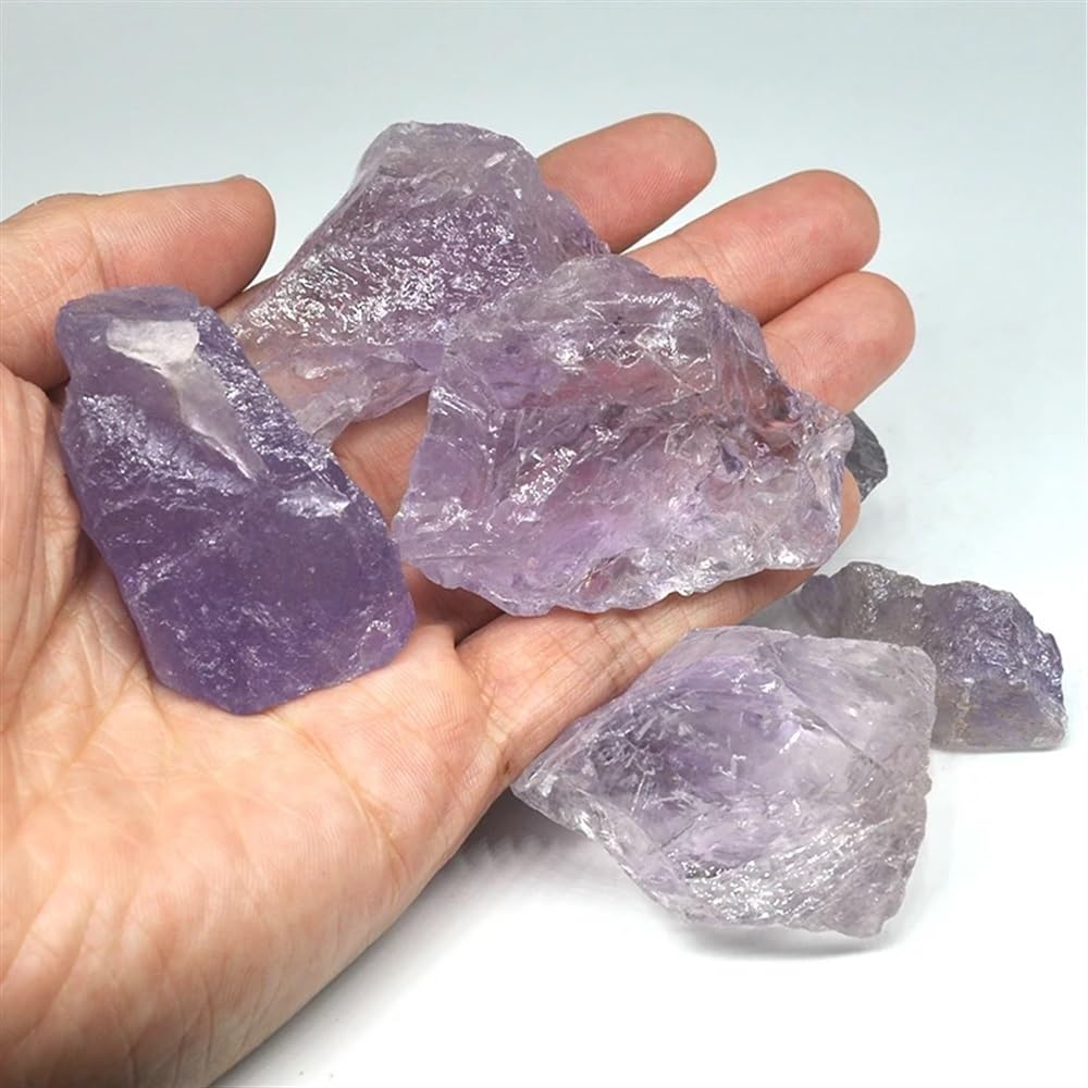 QINGQI schön Natürlicher Heller Amethyst-Rohstein, Mineralienproben, große Trommelsteine, heilende Quarzkristalle, Reiki-Edelstein-Kollektion Geschenk (Size : 500g)