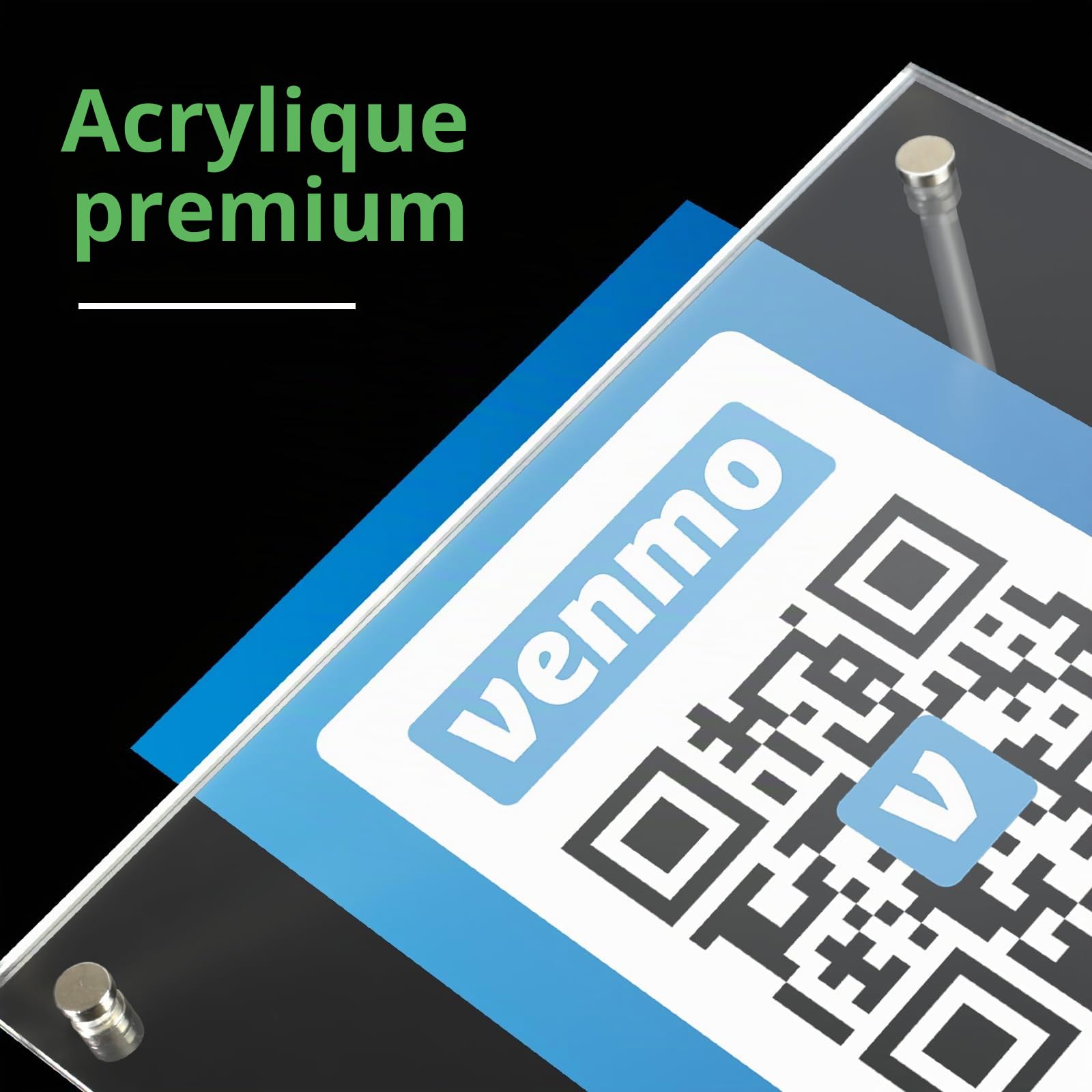 Kevenal Lot de 2 panneaux de code QR, 10,2 x 15,2 cm avec support en métal, support en acrylique pour application de caisse