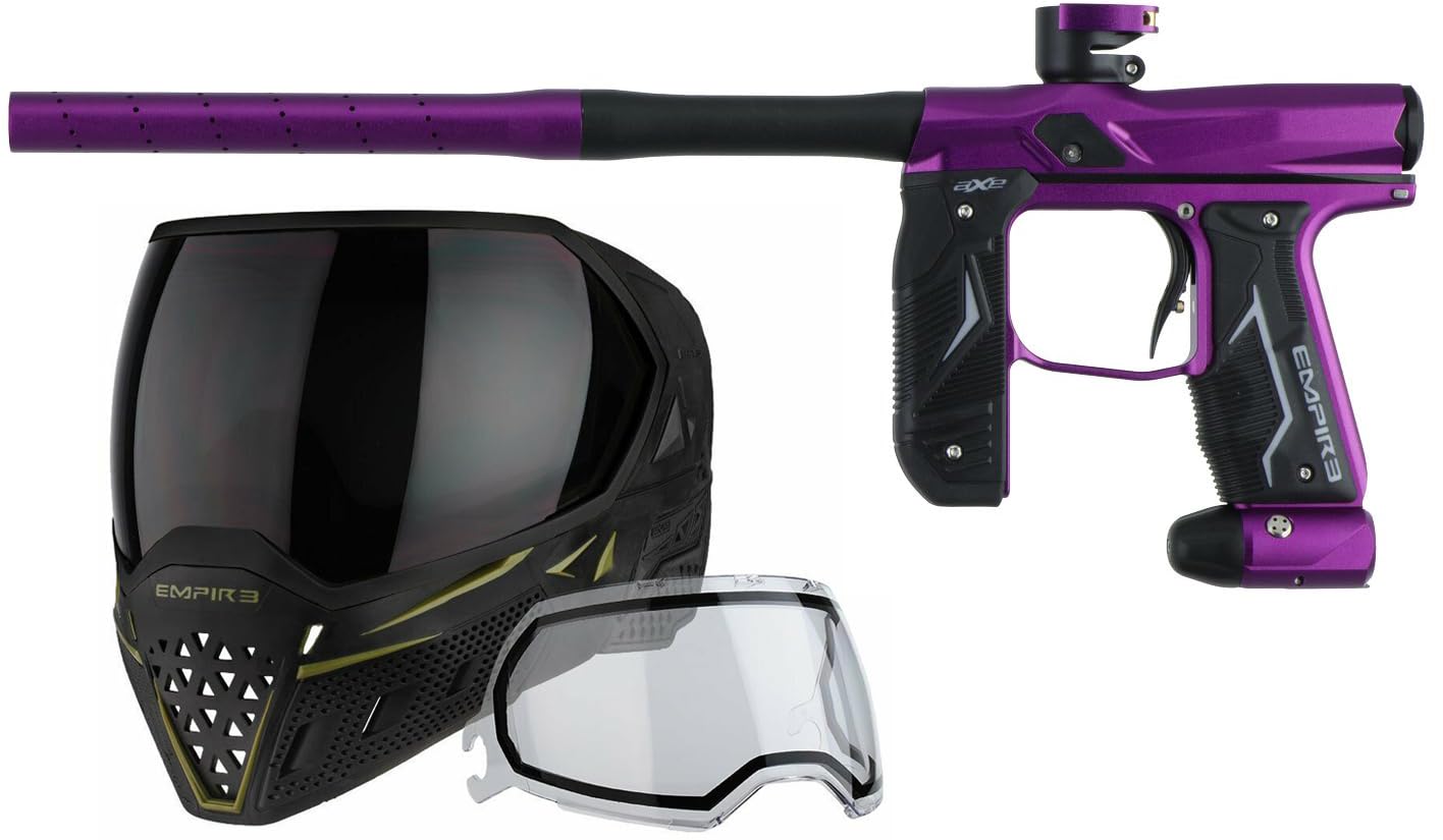 PaintballBodyBags Empire Axe 2.0 Competition Paintball Gun Package with EVS Thermal Mask - Dust Purple/Dust Black - EVS Black/Olive