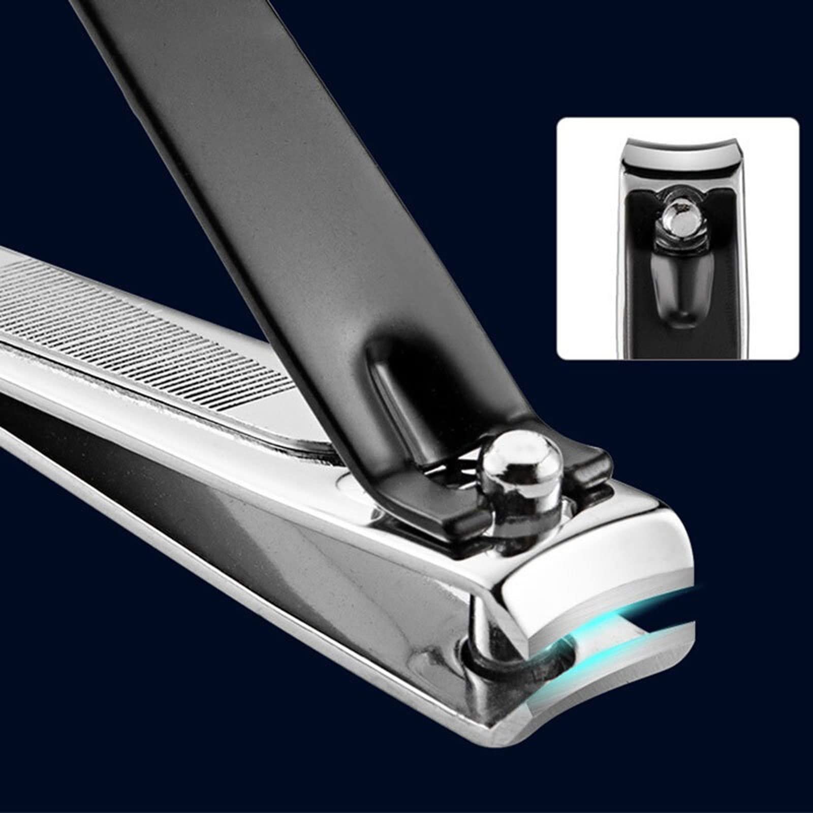 Nagelknipser, schwarzer Nagelknipser, spritzwassergeschützt, großer Nagelknipser mit Feile, Metallschere for abgestorbene Haut, Nagelwerkzeuge, professioneller Edelstahl