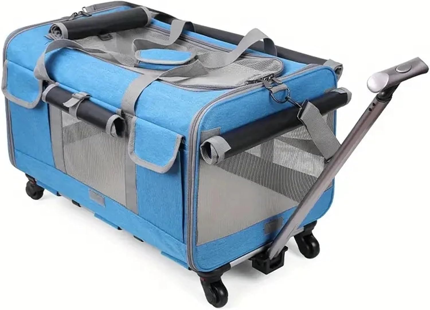 Extra Large Foldable Pet Trolley Case, Detachable Travel Carrier Bag for Dogs Cats(Gray)