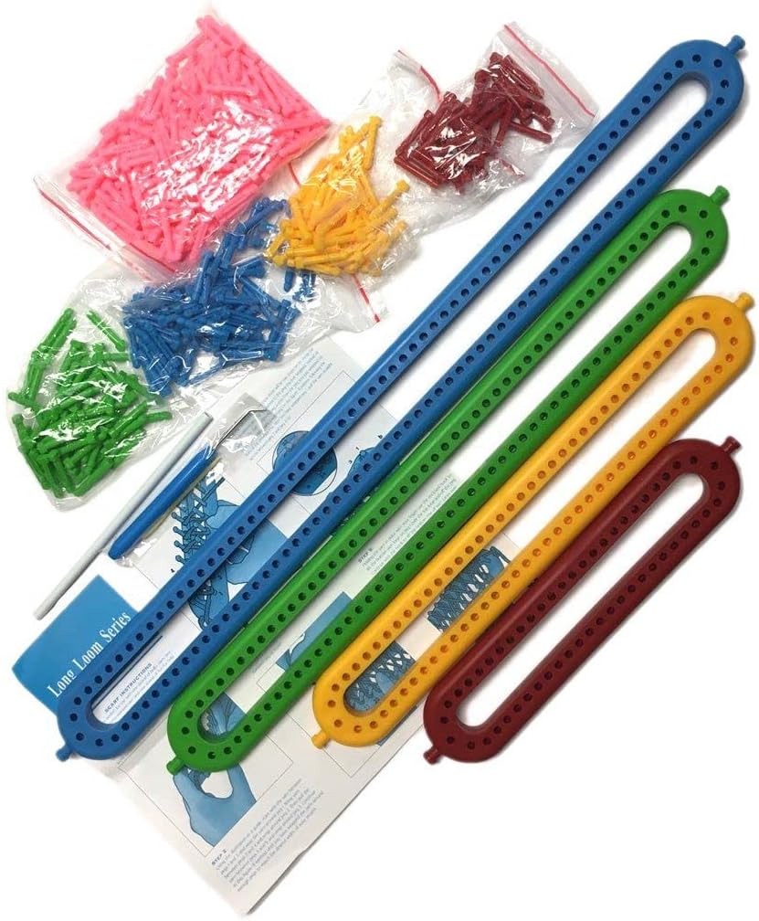 Long Knitting Loom Set of 4 with Adjustable Pegs
