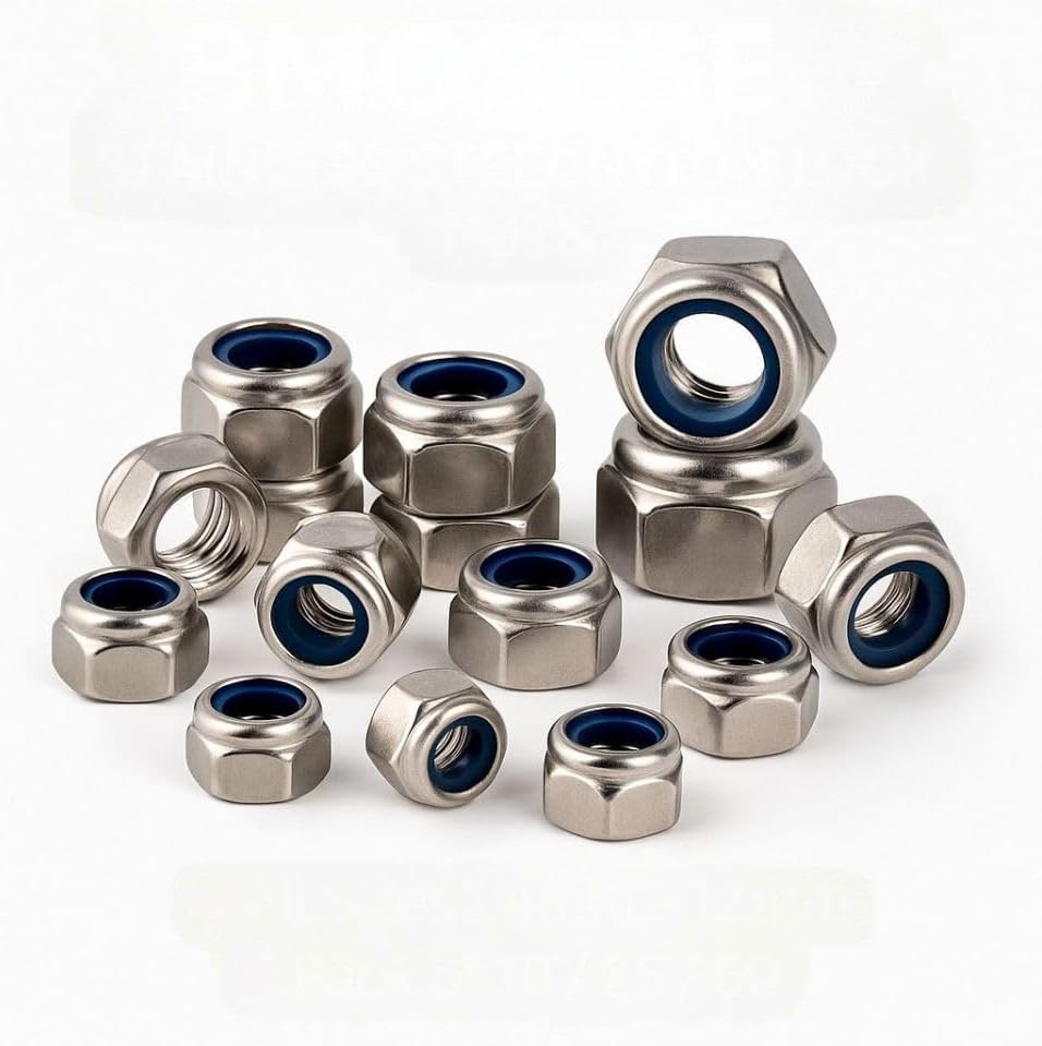 M20 Thread SS Nylon Self - Lock Nuts | Anti Loosening Hex Nut | Rustproof | Auto, DIY, Furniture| (10PCS)