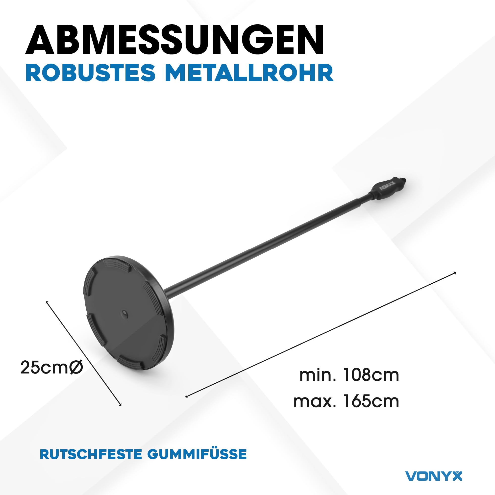 Vonyx MS110 Mikrofonständer – Höhenverstellbare Mikrofon Halterung mit Einhand-Kupplung, Mikrofon Stativ, Stabiler Gusseisen-Sockel, Mikrofon Ständer für Bühne & Studio, Microphone Stand