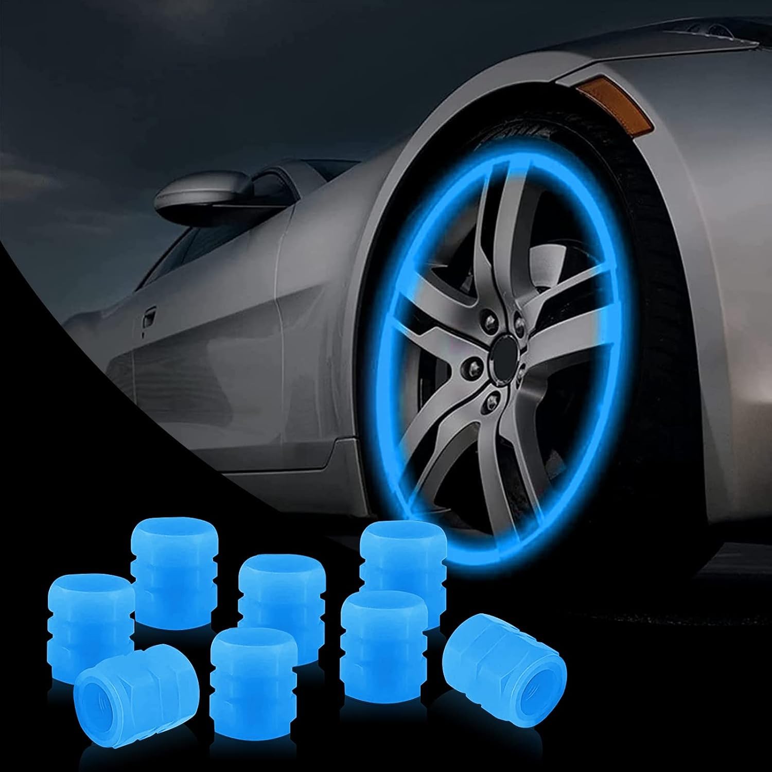 LXZHANG 4 Pcs Tyre Valve Caps for Toyota Camry Sedan XV70 XV50 XV40 XV30 XV20 XV10 1992-2025, Aluminium Alloy Dust Covers with Rubber Seal Ring Car Accessories Fluorescent,Blue