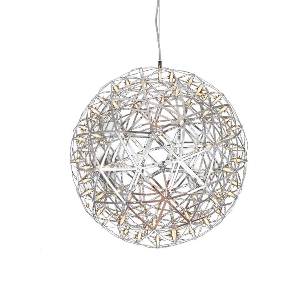 Lustre suspension boule argentée E27 design moderne en acier pour bureau