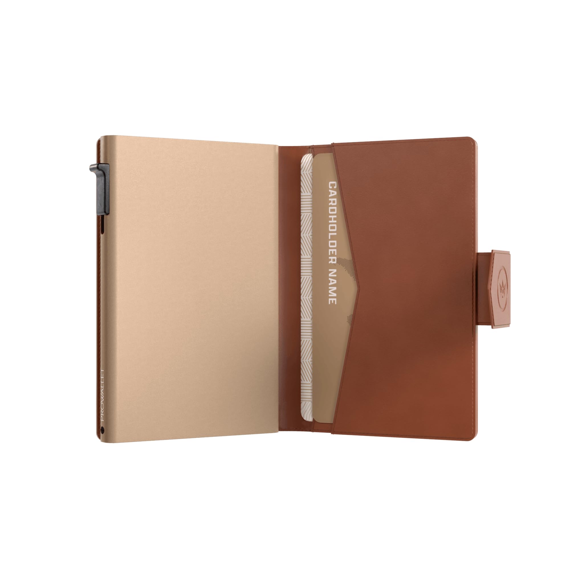 Plus - Portacarte - 8 carte, banconote e monete - Portacarte con cerniera - RFID - Piccolo porta carte di credito - Portafoglio elegante (Cognac)