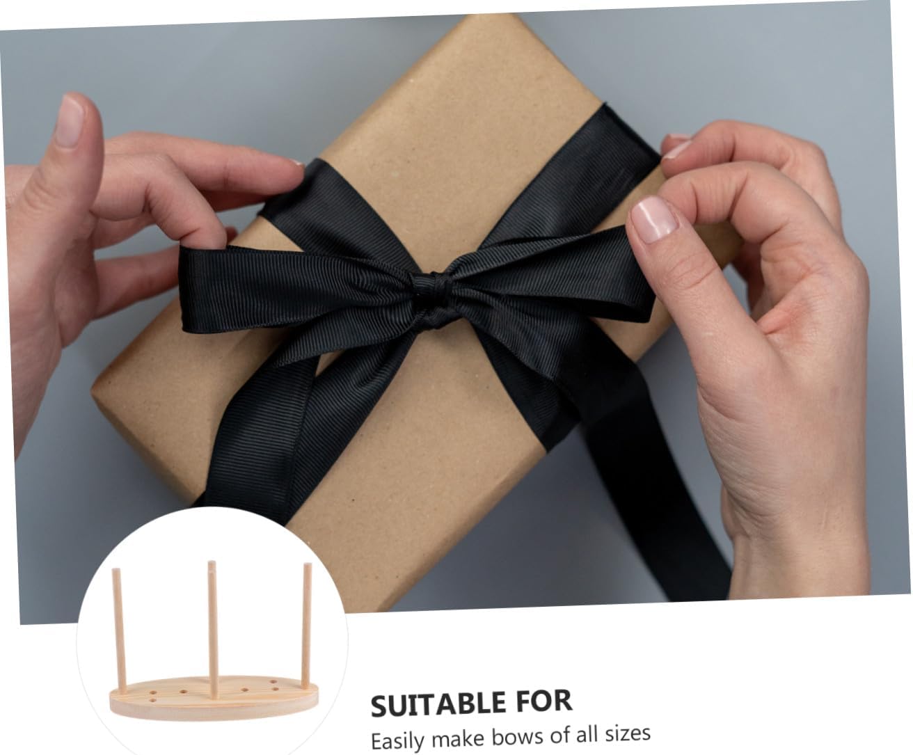 EXCEART 1pc Wooden Bowknot Fixing Device DIY Accessory for Crafting Beautiful Bows for Wreaths Decorations and