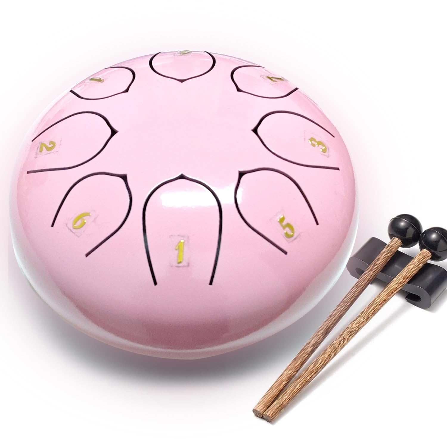 Steel Tongue Drum Rosa, 6'' 8 Note Tamburo Handpan Strumento a Percussione Tamburo, Do Maggiore Accordato Tamburi in Acciaio, Portatile Tamburo del Handpan in Acciaio al Carbonio