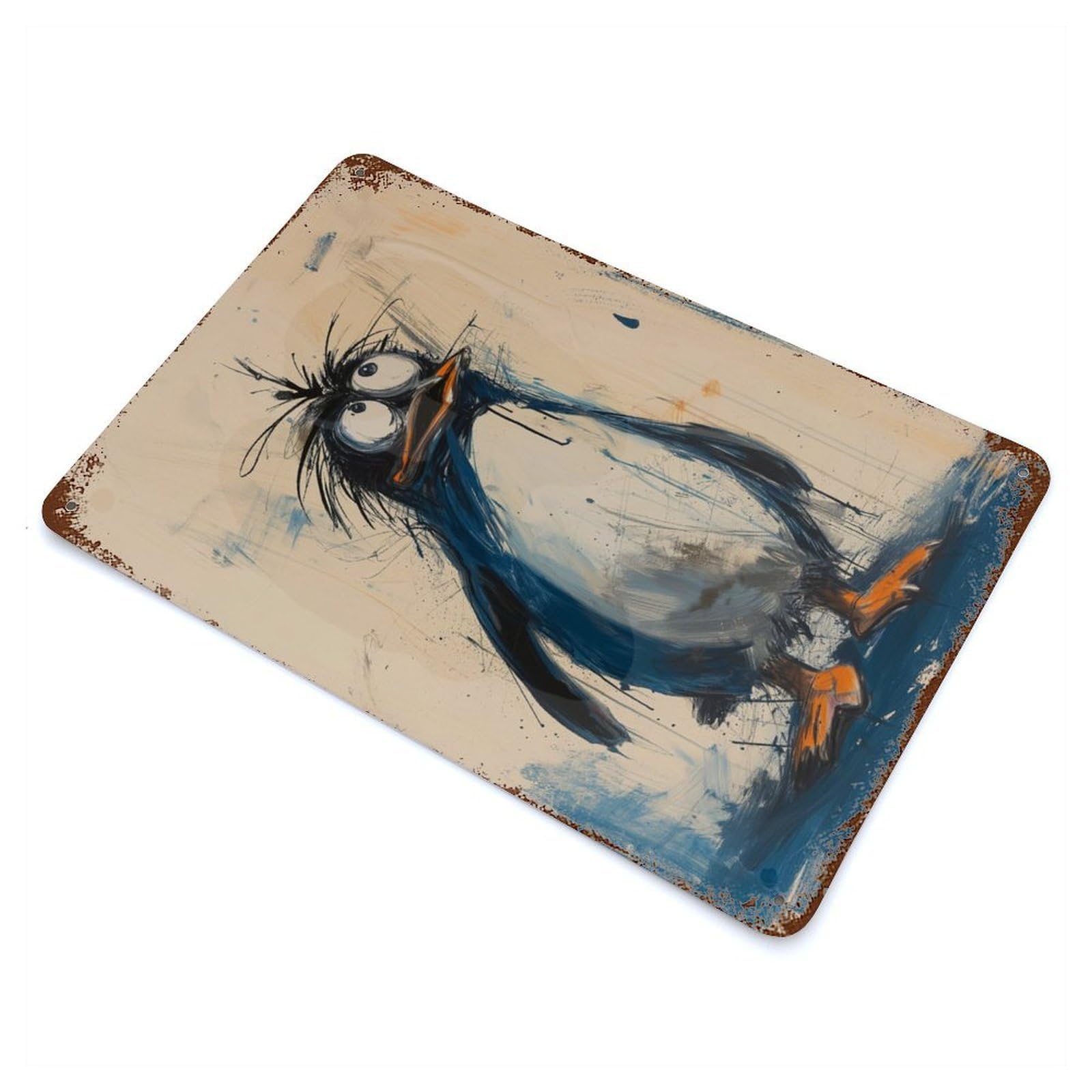 Lost Penguin Vintage Rust Metal Sign 11.8"x7.9", Shabby Chic Decor for Garage, Pub Or Kitchen