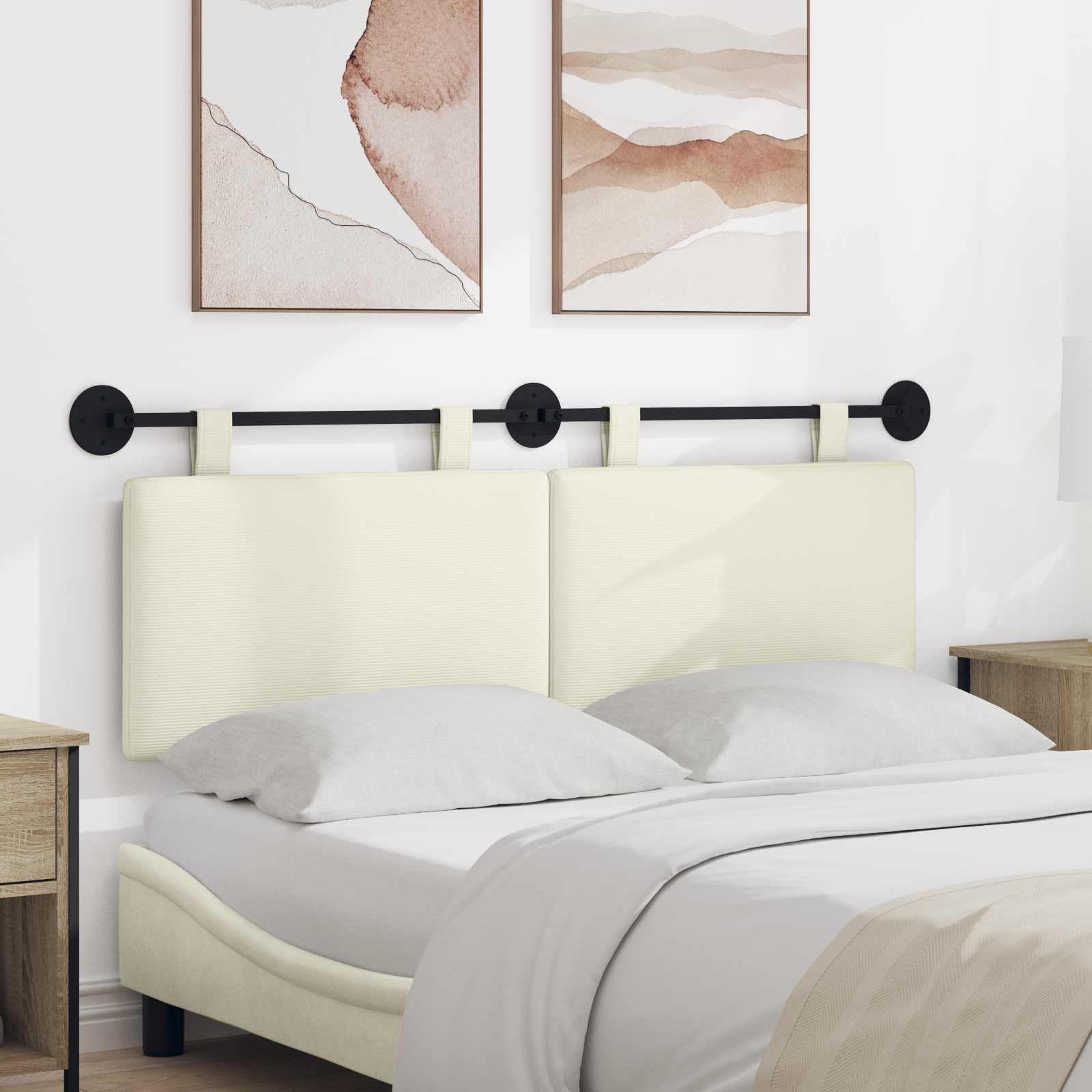 Cabecero colgante de pana con acolchado suave, 130 x 55 x 5 cm, juego de 2 unidades, montado en la pared, versátil como respaldo y accesorio de cama para dormitorio y habitación de invitados