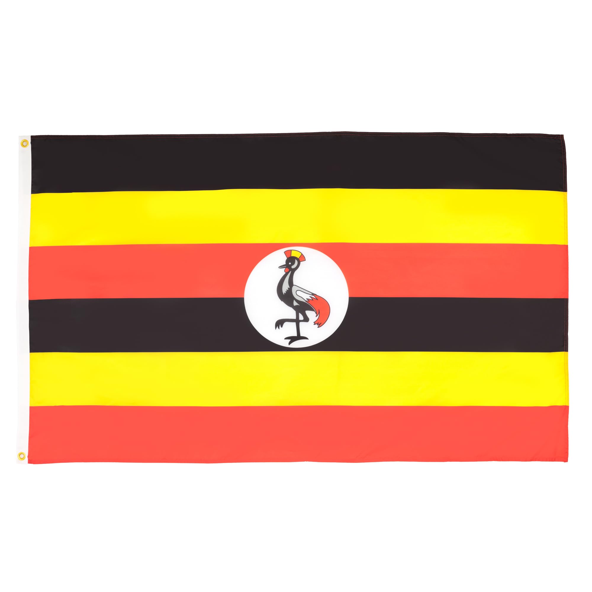 AZ FLAG - Set of 5 Uganda Flags – 90 x 60 cm – 100% Polyester Ugandan Flag with Integrated Metal Eyelets