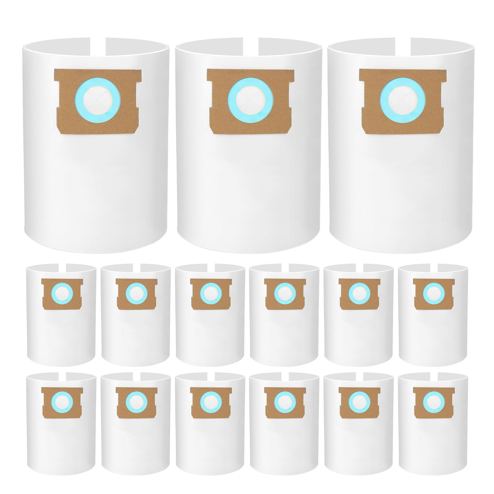 Lot de 15 sacs de rechange pour Shopvac, type E 90661 9066133, type H 90671 9067133. Sacs jetables de collecte sous vide humide et sec, blanc