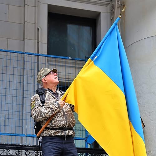 Miniatura 4 de JORPETS Bandera de Ucrania de 3 x 5 pies banderas nacionales ucranianas para exteriores bandera de 3 x 5 pies decoración de césped jardín patio