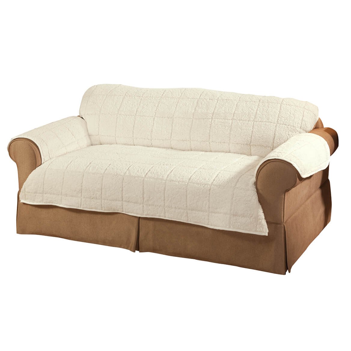 OakRidge Bradley Sherpa Sofa Protector - Slipcover Natural Ivory