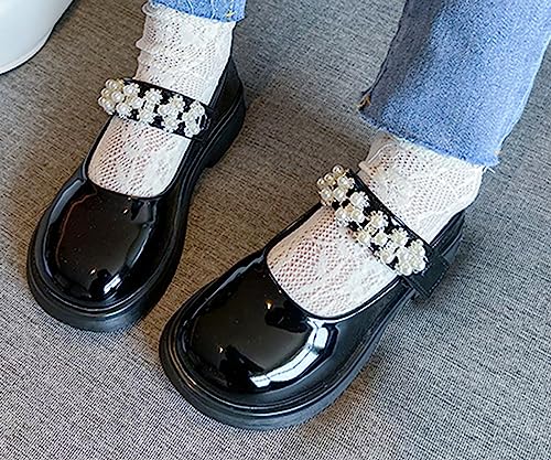 kids sandal girls Spring/Autumn Solid Color Thick Soles With Bright Pearl Straps Dance Shoes Party Birthday School3