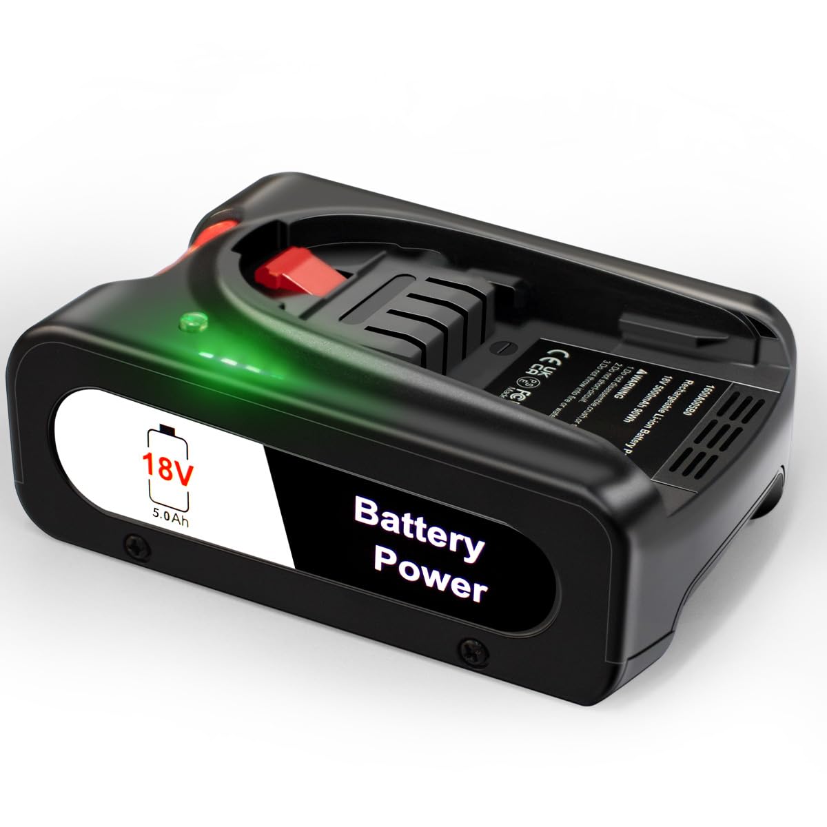 Batteria di ricambio agli ioni di litio da 5,0 Ah per Bosch 18 V PBA, compatibile con tutte le batterie Bosch PBA da 18 V per tutti gli aspirapolvere della serie illimitata con indicatori LED