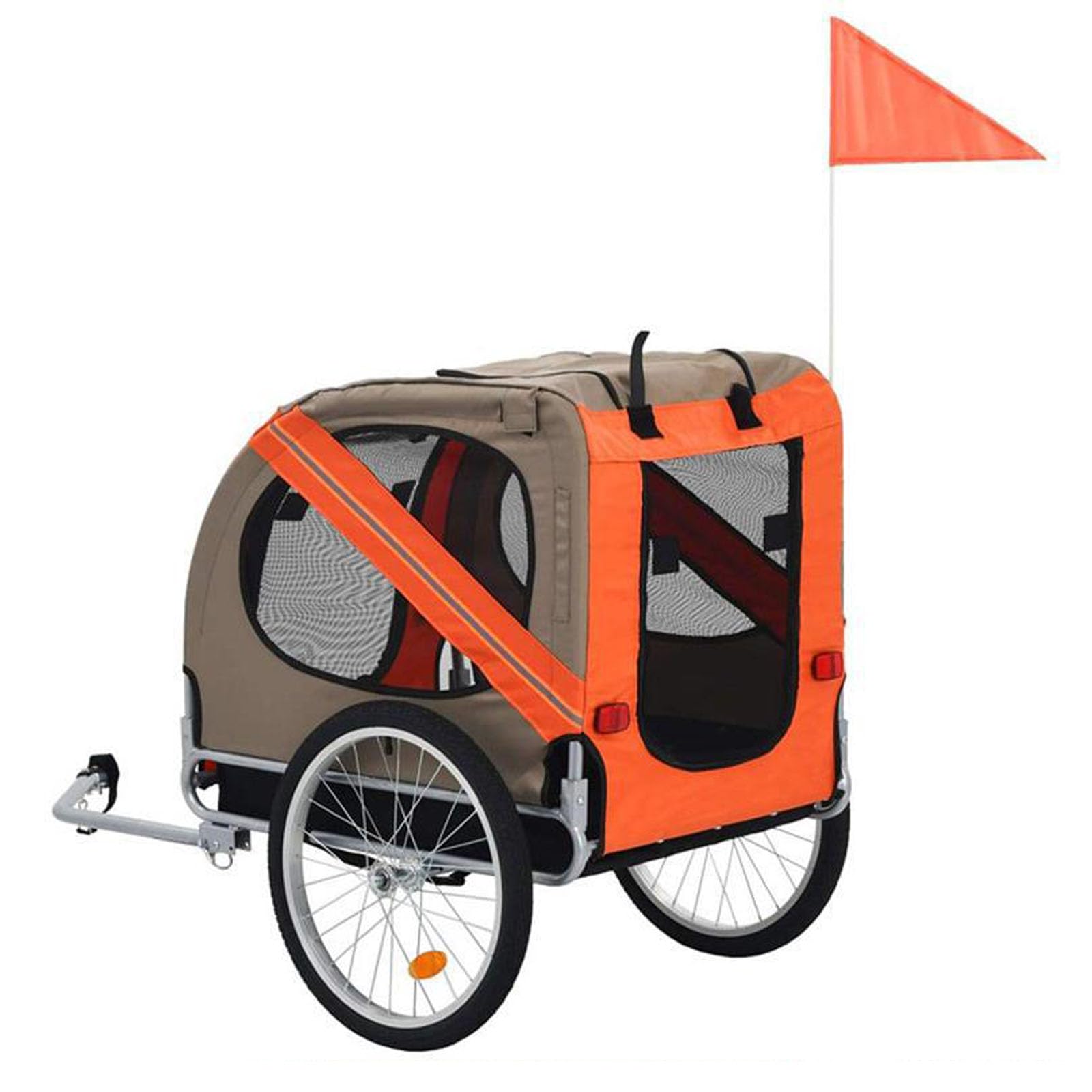 Rimorchio per bici per cani, carrello per cani in rete traspirante con 3 ingressi, catarifrangenti, carro pieghevole per animali domestici con ruote da 20 pollici, portabiciclette per cani di piccol