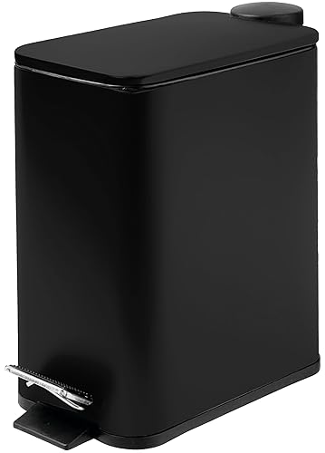 Miniatura 10 de Cubo de basura pequeño de acero inoxidable con tapa y pedal - 5 litros/1.3 galones, cesta de basura de cierre suave con cubo interior extraíble