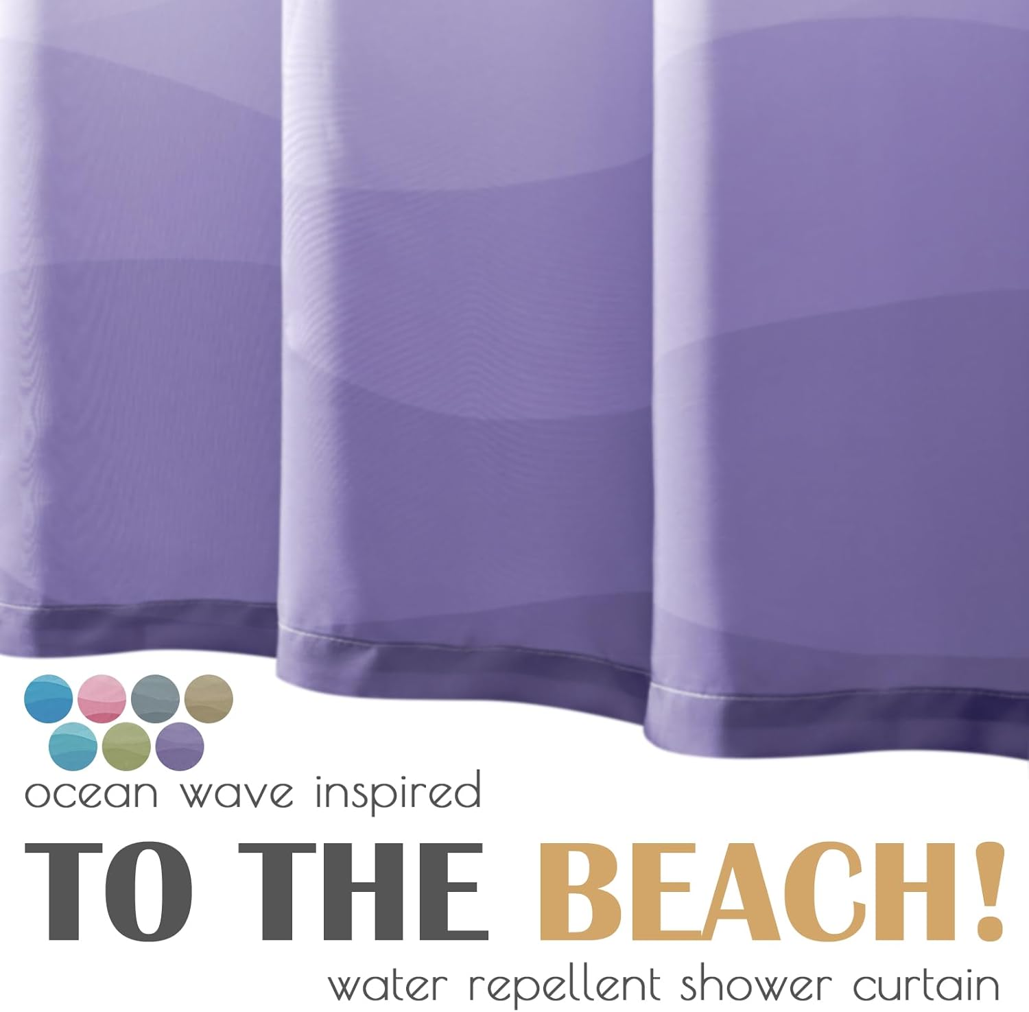 jinchan Ombre Lilac Ocean Wave Shower Curtain Waterproof Fabric Shower Curtains for Bathroom Gradual Color Design Nautical Coastal Beach Bath Decor with 12 Hooks 70x72 Inches