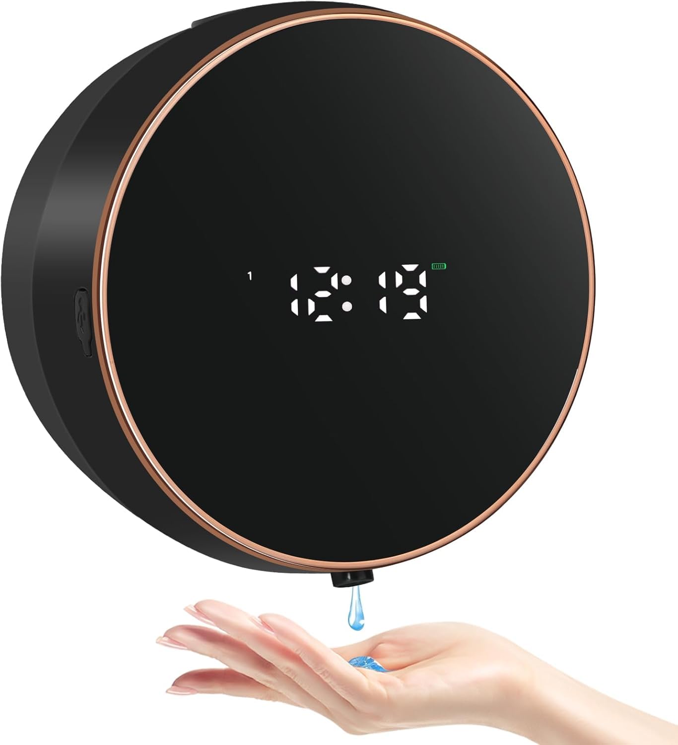 Dispensador de jabón automático de montaje en pared con sensor no táctil, dispensador de jabón, dispensador automático de jabón eléctrico de plástico para baño, cocina, oficina, negro