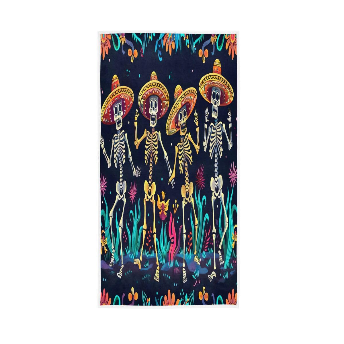HUYGD Cinco De Mayo Dancing Cute Skeletons Hand Towel, Hand Towels for Bathroom Clearance 15 x 30 Inches