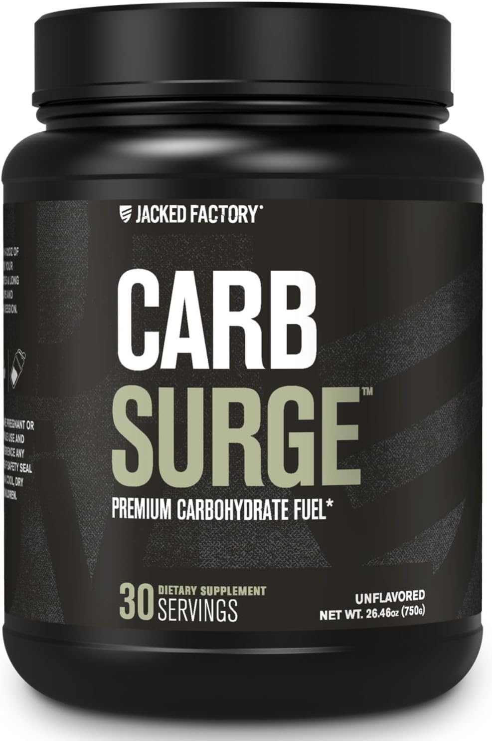 Jacked Factory Carb Surge Carbohydrate Powder - Clean Workout Fuel w/ Carb10 Pea Starch & Cluster Dextrin for Enhanced Performance, Lean Muscle Mass, and More - Unflavored, 30 SV