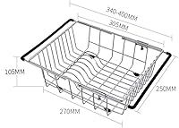 Vista 2 de AANAN Ayha - Escurridor rectangular cromado, escurridor de platos expandible, escurridor de platos en el fregadero o en el mostrador con soporte